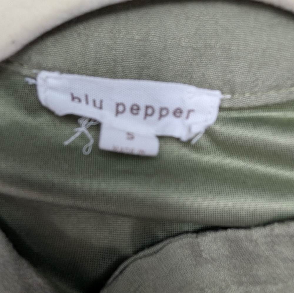Blu Pepper Long Sleeve Mini  V Neck Dress Olive S - Picture 8 of 11